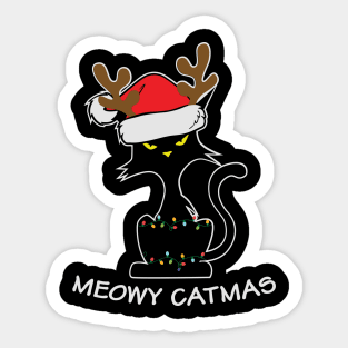 Meowy Catmas Ugly Christmas Sweater Gift for Cat Lovers Sticker